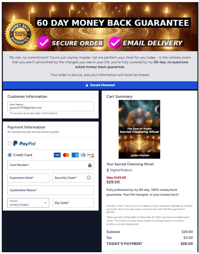 The Seer Of Truths secure checkout page